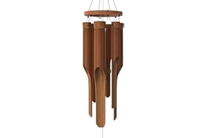 Nalulu Classic Bamboo Wind Chimes - Outside Outdoor Wood Wooden Windchimes, Small, Handcrafted with Calming Deep Tones, Ideal Home Decor or Gift for Any Occasion