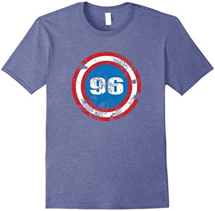 Mens 21st Birthday, Distressed Look, 96 Superhero Shield T-shirt Large Heather Blue
