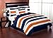 Sweet Jojo Designs Navy Blue, Orange and White Window Treatment Panels for Stripe Collection - Set of 2