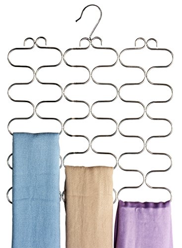 DecoBros Supreme 23 Loop Scarf / Belt / Tie Organizer Holder, Chrome
