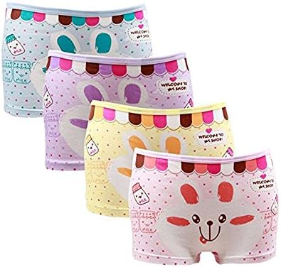 SmileWoman Baby 2t-10t Kids Girls Briefs 4-pack Boyshort Underwear Rabbit