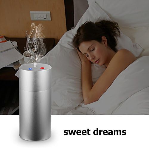Oil Aroma Diffuser Ultrasonic Humidifier Air Aromatherapy Atomizer Aluminum Alloy 180 ml (Silver)