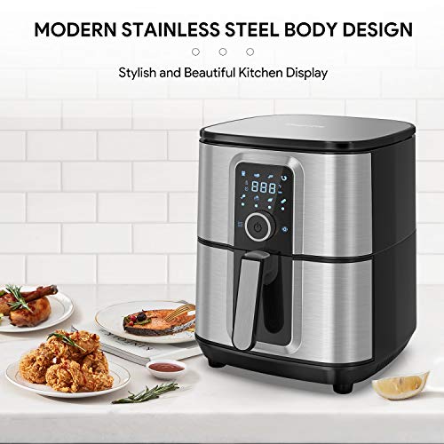 Air Fryer, Bagotte Large 5.8QT Air Fryers, 1700W Stainless Steel