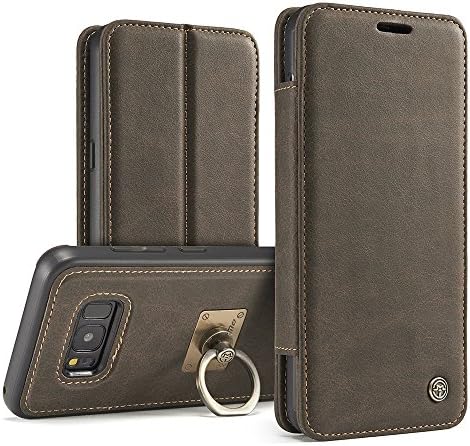 Samsung Galaxy S8 Plus Case Leather Flip Folio Kickstand Case with Card Slots Black Case for Galaxy S8