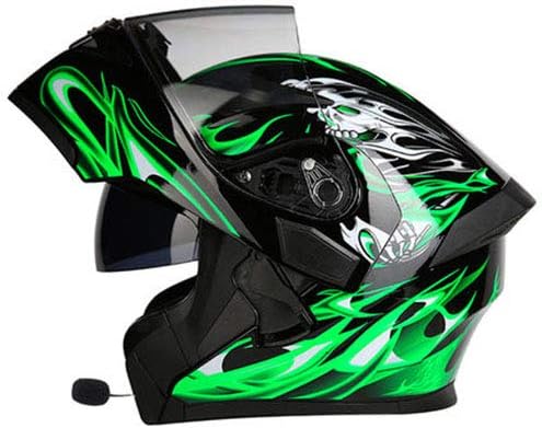 Mmyunx Bluetooth Motorcycle Helmet Led Signal Indicator Anti-Fog Racing Helmet Motorcycle Helmet,Green