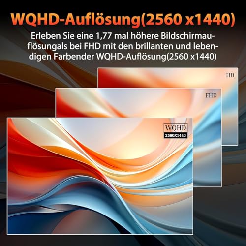 Minifire 27 Zoll Monitor WQHD(2560x1440), IPS, 1ms, FreeSync, 100% sRGB, 75Hz, ltradünner Rahmen, HDMI DP, USB-C Ports, 2 Jahre Garantie -Schwarz thumbnail 3