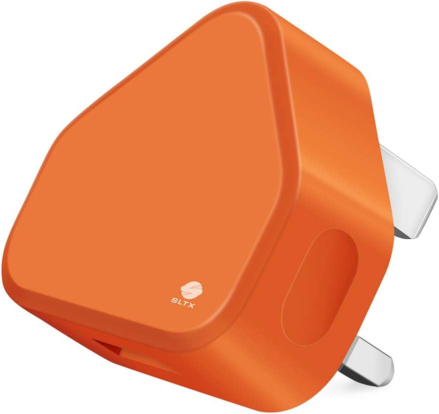 SLTX UK 3 Pin Plug USB Mains Charger Adapter, 1AMP 1000mAh Fast Speed Universal Travel USB Wall Charger USB Socket Devices (Orange) - Image 3