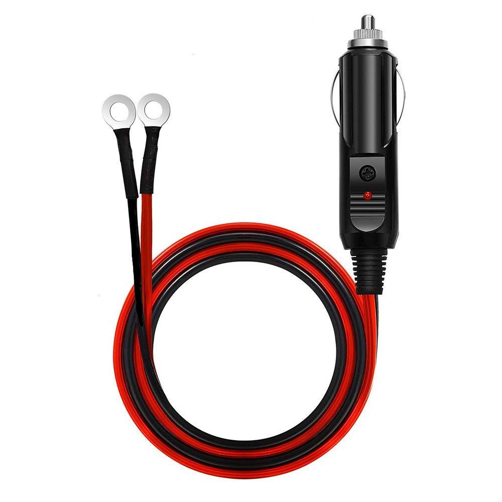 Aofan Car Cigarette Lighter Male Socket to O Ring Terminal Connector with 20A Fuse for Car Inverter,Air Pump,Electric Cup,Car Audio,Car MP3,etc 12V 24V 4.9FT 1.5 Meter