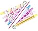 Baby Pacifier Clip Girl by Akeekah | 4 Pack | Luxury Eco-Friendly Gift Box | Soothie Pacifier Holder & Binky Clip with Awesome Colorful Designs | Safe BPA Free & Washable Plastic Paci Clips | Easy Use