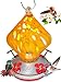 Grateful Gnome - Hummingbird Feeder - Hand Blown Glass - Orange Sugar Cube - 18 Fluid Ounces - Additional Accessories Include S-Hook, Ant Moat, Brush and Hemp Rope Included