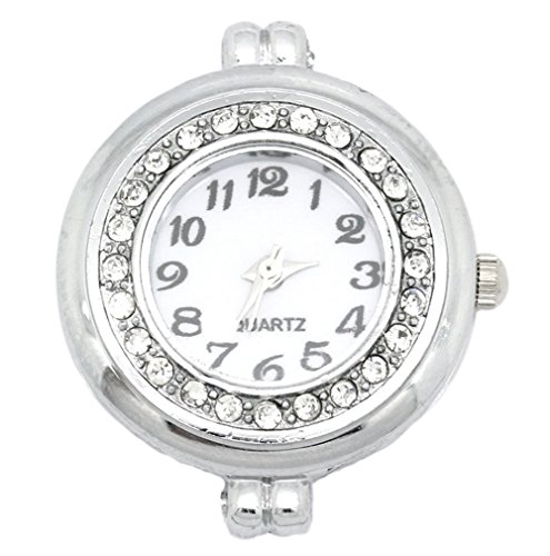 Souarts Silver Tone Color Round Shape Quartz Watches Faces with Clear Rhinestone Pack of 2pcs