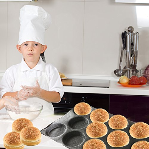 Bluedrop Silicone Hamburger Bread Forms Perforated Silicone Bakery Molds Tartlets Moulds Sheets - Thumbnail 6
