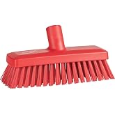 Vikan 70424 Compact Wall/Deck Scrub, Hard 8.858" Red