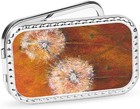 Laofinoy Pocket Mirror,Customized Dandelion Sliver Rectangle Metal Porket Mirror Double-Sided Makeup Mirror for Ladies Girls(Dandelion Clocks Sandy Linden S)