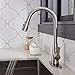 Hotis Modern High Arc 1 or 3 Hole Single Handle Stainless Steel Prep Sprayer Pull Out Pull Down Sprayer Kitchen Sink Faucet, Brushed Nickel with Deck Plate