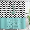 LIVILAN Teal Shower Curtain, Nautical Shower Curtain, Shower Curtain Teal, Striped Shower Curtain, Anchor Shower Curtain…