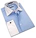 Labiyeur Men's Slim Fit French Cuff Striped Dress Shirt 16 | 34-35 Blue/White Fine Stripes