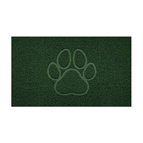 Nicoman Embossed Spaghetti Door Mat Dirt-Trapper Jet-Washable Doormat 70x43cm (Green, PAW Shape) - Use on Carpet ONLY