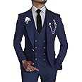Wangyue Men's 3 Piece Slim Fit Suits Double Breasted Suit Men Formal Suit for Wedding Prom Dinner Party