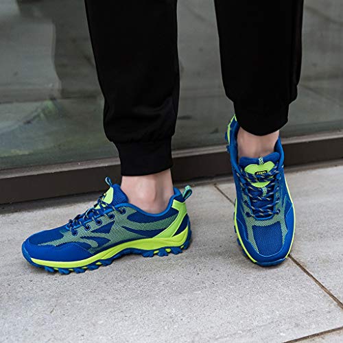 TnaIolral Women and Men Hiking Shoes Breathable Mesh Outdoor Sneaker Running Shoes (US:9, Green) - Thumbnail 2