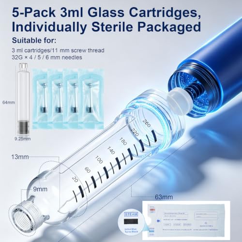 AMAINKI Insulin Pen Set with 5 Glass Cartridges 2 ml, 1–80 IU | Reusable dosing pen with precise adjustment in 1 IU increments, non-slip case and portable design