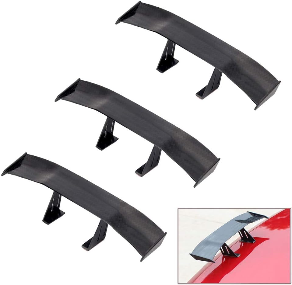 Weforu 3Pcs Car Mini Spoiler Wing, Universal Carbon Fiber Car Tail Wing Auto ABS Rear Spoiler Wing Decoration 6.7inch