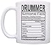 ThisWear Drummer Gifts Drummer Nutritional Facts Label Percussion Drum Player Gift 11oz Ceramic Coffee Mug with Handle