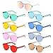 Blulu Round Rimless Sunglasses Tinted Eyewear Transparent Candy Color Sunglasses (Color Set 1, 9 Pieces)