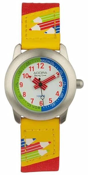 Adora Young Line Armbanduhr analog Lernuhr für Kinder aus Metall mit Leder/Textilband 29415