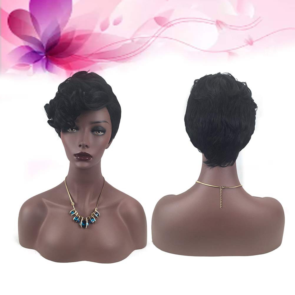 Frcolor Women Fashion Short Curly Hair Wig Jaw Length Hair Wig