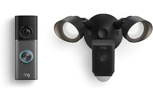 Ring Wired Doorbell Pro (3rd Gen) (newest model), Deep Silver with Floodlight Cam Plus (1st Gen), Black
