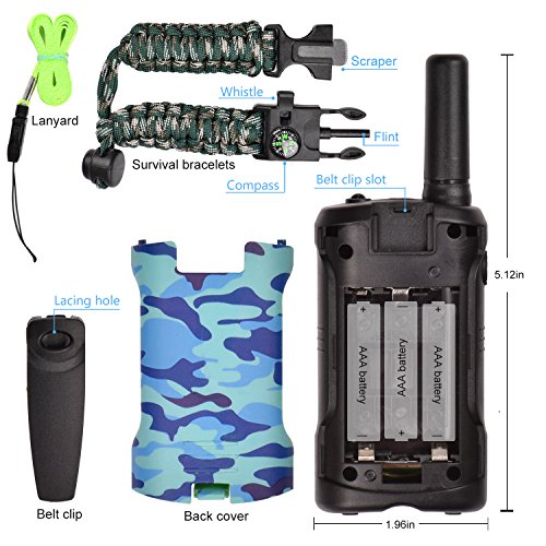 Walkie Talkies for Kids 22 Channel 2 Way Radio 3 Mile Long Range Ingenious Communication Gadget Preventing Myopia Toys Best Birthday Gifts for 6 year old Girls Fit Outdoor Adventure Game (Blue camo)