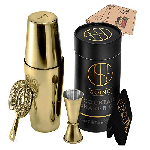 Soing Gold Cocktail Shaker Boston Shaker Set,Stainless Steel Bartender