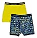 Calvin Klein Boys 2 Pack Black & Blue/Yellow Brand Print Boxer Briefs