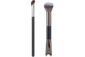 Lyreh 2pcs Nose Contour Brushes Set, 2-in-1 U-Shaped Fluffy & Angled Tilt Brush for Precise Nose Sculpting, Highlighting, Def