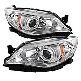 Xtune for 2008-2011 Impreza Chrome Housing Projector Headlights Assembly Direct Fit LH+RH Pair Left+Right/2009 2010