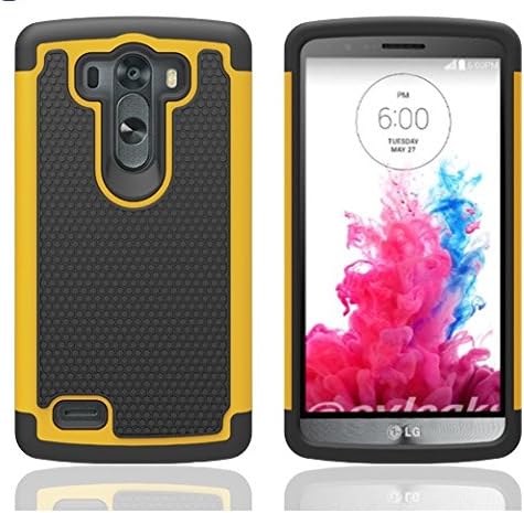 Yellow Hybrid Dual Layer Armor Defender Full Body Protection Case Cover for Lg G3 (Yellow)