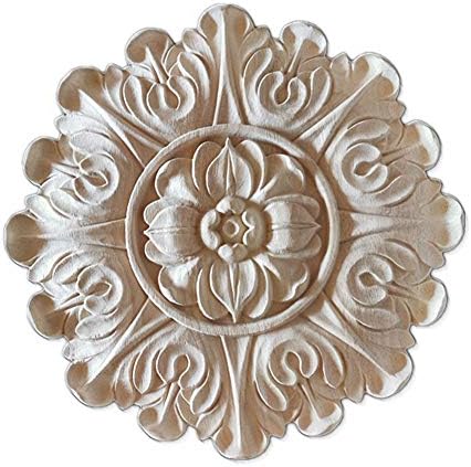 CarvingsWorld Wood Appliques and Onlays for Furniture Mantle Door Round Rosette (11 3/4"Wx11 3/4"Hx1"D, Single)