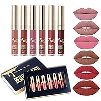 Beauty Glazed 6 PCS Matte Liquid Lipstick set Waterproof Long Lasting Birthday Edition Durable Liquid Lipgloss Beauty Cosmetics Makeup Set