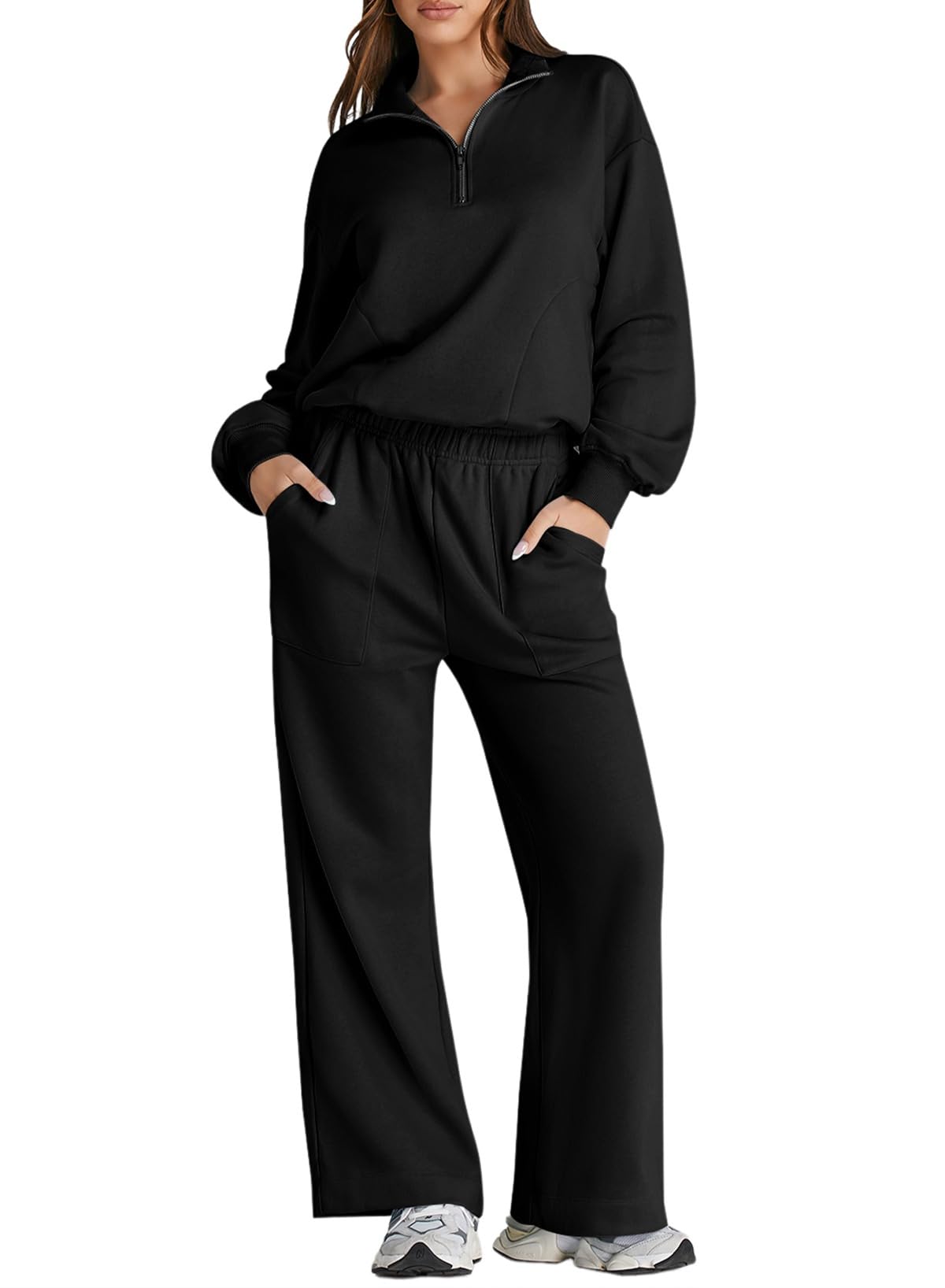 2024 Womens 2 Piece Outfits Lounge Half Zip Hoodie