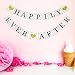 Happily Ever After Banner Sign Gold Glitter Heart -Wedding Engagement Bridal Shower Party Decorations - Photo Props