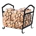 Pinty Fireplace Log Holder Wrought Iron Indoor Fire Wood Stove Stacking Rack Logs Bin Firewood Storage Carrier for Outdoor Fireplace Pit Decorative Wood Holders Fire Place Tools