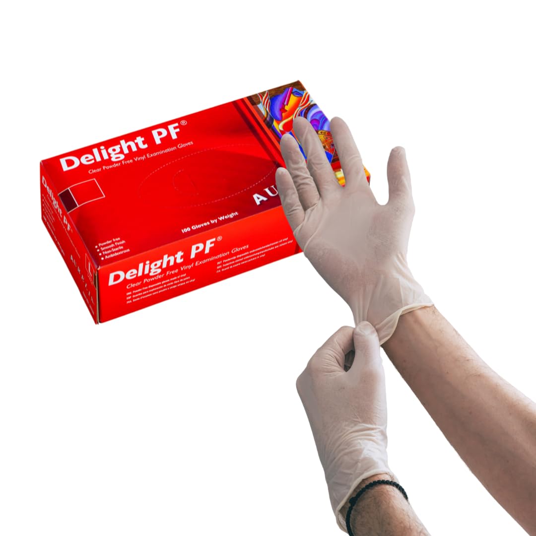 100 Disposable Clear Vinyl Gloves | Powder Free | Latex Free | Strong & None Sterile Cooking Kitchen Cleaning Saftey Multipurpose Strong Large