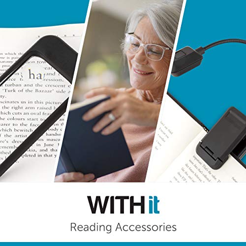 WITHit Lighted Dome Magnifier, 2.75" D, Black - LED Lighted Magnifying Glass for Reading, High Quality Aluminum Body with, 5X Magnification for Reading Magazines, Books, Newspapers, Batteries Included