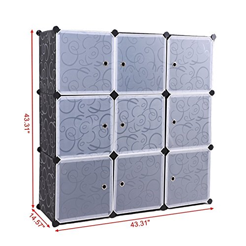 9-Cube Storage DIY Cube Organizer Cabinet 3-Tier Bookcase Storage Cube Organizer Closet with Door - Thumbnail 6