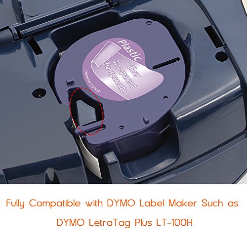 8-Roll DYMO LetraTag Refills Clear Transparent Plastic Tape Compatible with DYMO Label Maker, 12mm x 4m 1/2 Inch x 13 Feet (16952) - Thumbnail 3
