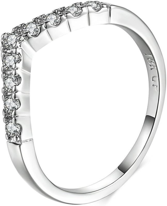 Womens Cubic Zirconia V-Shape Chevron Thumb Eternity Ring Wedding Band 18K Gold Plated