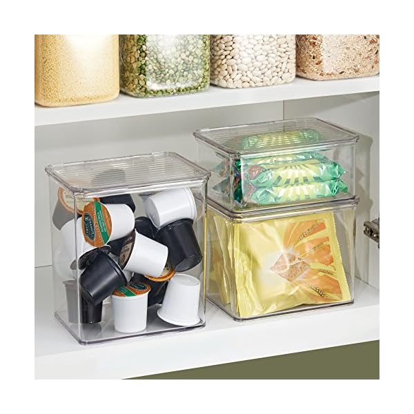 InterDesign-67230-CabinetKitchen-Binz-Stackable-Storage-Container-Plastic-Storage-Boxes-Clear-Medium iDesign 67230 Cabinet/Kitchen Binz Stackable Storage Container, Plastic Storage Boxes, Clear, Medium, 14 x 17 x 12.5 cm