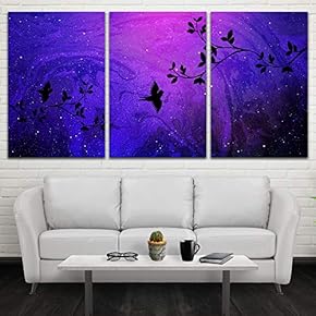 3 Panel Starry Space Pictures Home Wall for...