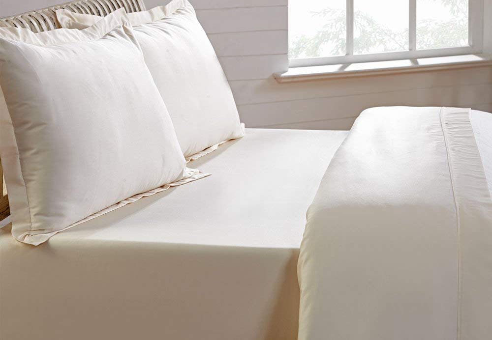 SS creations Export Brand Fogarty Pure Cotton Pair of 2 Single Bedsheets with Pillow Covers.(Off-White)